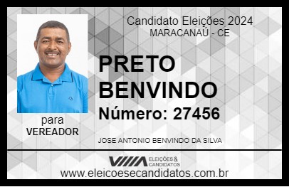 Candidato PRETO BENVINDO 2024 - MARACANAÚ - Eleições