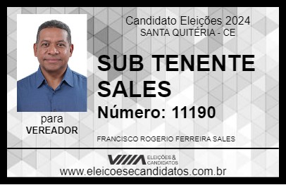 Candidato SUB TENENTE SALES 2024 - SANTA QUITÉRIA - Eleições