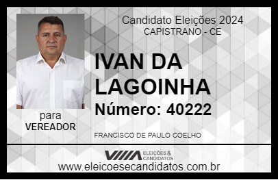 Candidato IVAN DA LAGOINHA 2024 - CAPISTRANO - Eleições