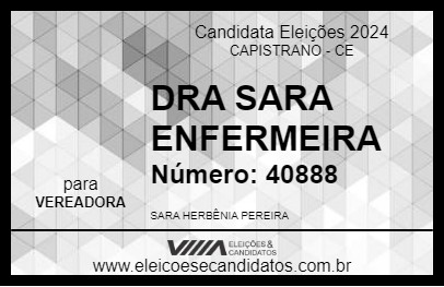 Candidato DRA SARA ENFERMEIRA 2024 - CAPISTRANO - Eleições