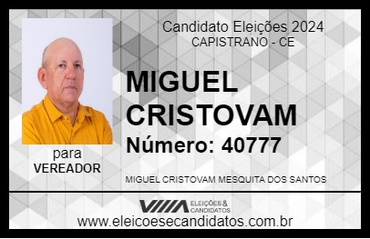 Candidato MIGUEL CRISTOVAM 2024 - CAPISTRANO - Eleições