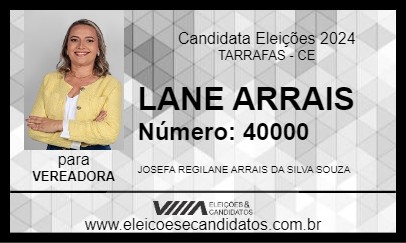 Candidato LANE ARRAIS 2024 - TARRAFAS - Eleições