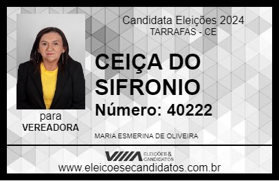 Candidato CEIÇA DO SIFRONIO 2024 - TARRAFAS - Eleições