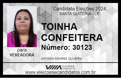 Candidato TOINHA CONFEITERA 2024 - SANTA QUITÉRIA - Eleições