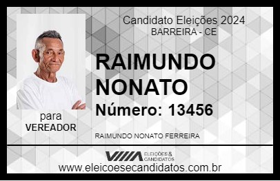 Candidato RAIMUNDO NONATO 2024 - BARREIRA - Eleições