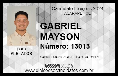 Candidato GABRIEL MAYSON 2024 - ACARAPE - Eleições