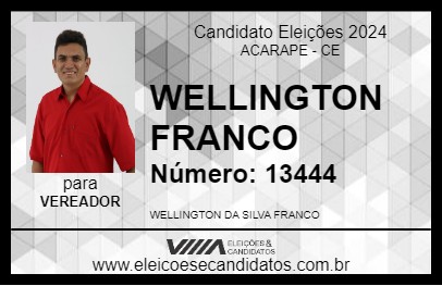 Candidato WELLINGTON FRANCO 2024 - ACARAPE - Eleições