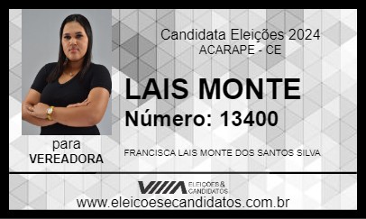 Candidato LAIS MONTE 2024 - ACARAPE - Eleições