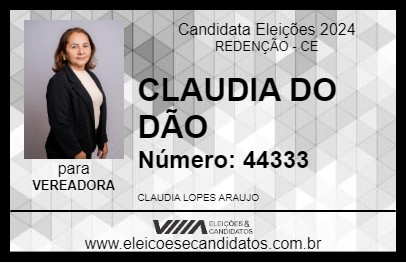 Candidato CLAUDIA DO DÃO 2024 - REDENÇÃO - Eleições