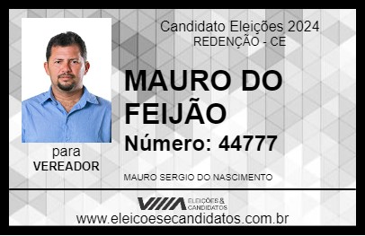 Candidato MAURO DO FEIJÃO 2024 - REDENÇÃO - Eleições