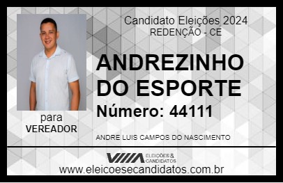 Candidato ANDREZINHO DO ESPORTE 2024 - REDENÇÃO - Eleições