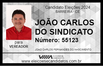 Candidato JOÃO CARLOS DO SINDICATO 2024 - BARREIRA - Eleições