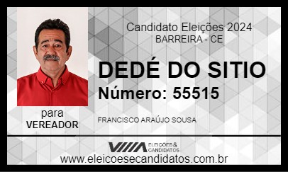 Candidato DEDÉ DO SITIO 2024 - BARREIRA - Eleições