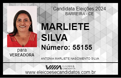 Candidato MARLIETE SILVA 2024 - BARREIRA - Eleições