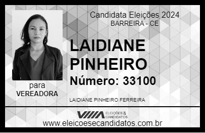 Candidato LAIDIANE PINHEIRO 2024 - BARREIRA - Eleições