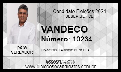 Candidato VANDECO 2024 - BEBERIBE - Eleições