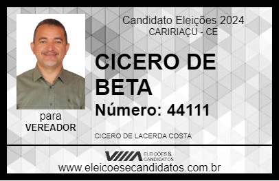 Candidato CICERO DE BETA 2024 - CARIRIAÇU - Eleições