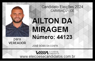 Candidato AILTON DA MIRAGEM 2024 - CARIRIAÇU - Eleições