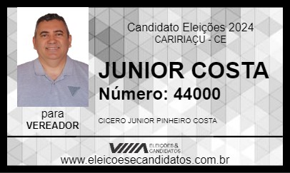 Candidato JUNIOR COSTA 2024 - CARIRIAÇU - Eleições