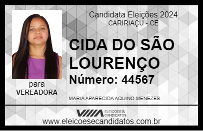 Candidato CIDA DO SÃO LOURENÇO 2024 - CARIRIAÇU - Eleições