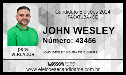 Candidato JOHN WESLEY 2024 - PACATUBA - Eleições