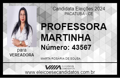 Candidato PROFESSORA MARTINHA 2024 - PACATUBA - Eleições