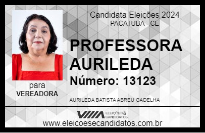 Candidato PROFESSORA AURILEDA 2024 - PACATUBA - Eleições