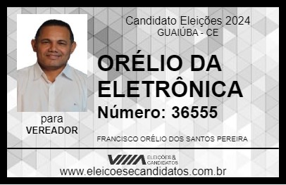 Candidato ORÉLIO DA ELETRÔNICA 2024 - GUAIÚBA - Eleições