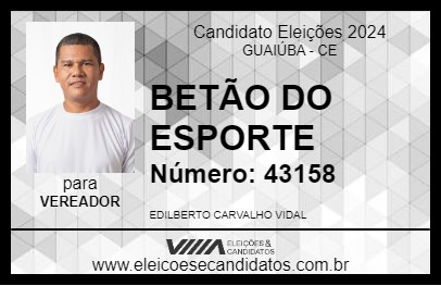 Candidato BETÃO DO ESPORTE 2024 - GUAIÚBA - Eleições