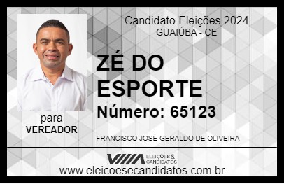 Candidato ZÉ DO ESPORTE 2024 - GUAIÚBA - Eleições