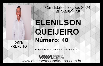 Candidato ELENILSON QUEIJEIRO 2024 - MUCAMBO - Eleições