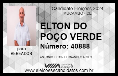 Candidato ELTON DO POÇO VERDE 2024 - MUCAMBO - Eleições