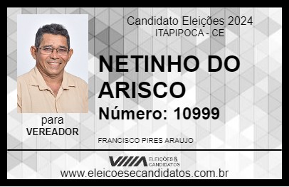 Candidato NETINHO DO ARISCO 2024 - ITAPIPOCA - Eleições