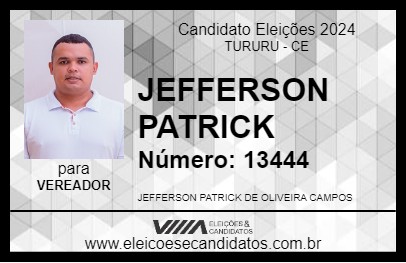 Candidato JEFFERSON PATRICK 2024 - TURURU - Eleições