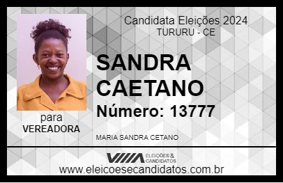 Candidato SANDRA CAETANO 2024 - TURURU - Eleições