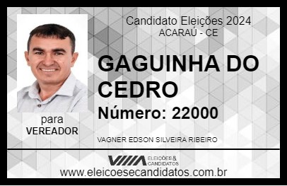 Candidato GAGUINHA DO CEDRO 2024 - ACARAÚ - Eleições