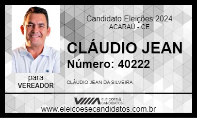 Candidato CLÁUDIO JEAN 2024 - ACARAÚ - Eleições