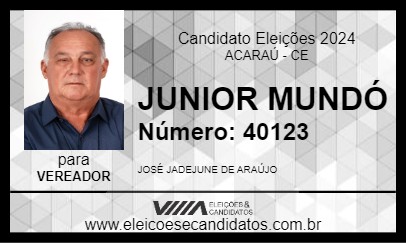 Candidato JUNIOR MUNDÓ 2024 - ACARAÚ - Eleições