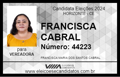 Candidato FRANCISCA CABRAL 2024 - HORIZONTE - Eleições