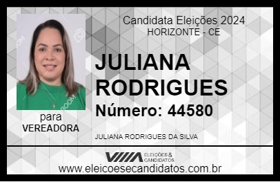 Candidato JULIANA RODRIGUES 2024 - HORIZONTE - Eleições