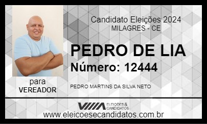 Candidato PEDRO DE LIA 2024 - MILAGRES - Eleições