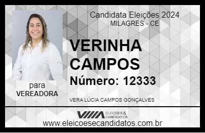 Candidato VERINHA CAMPOS 2024 - MILAGRES - Eleições