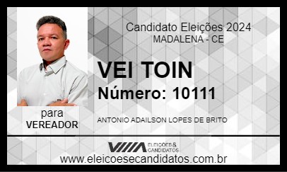 Candidato VEI TOIN 2024 - MADALENA - Eleições