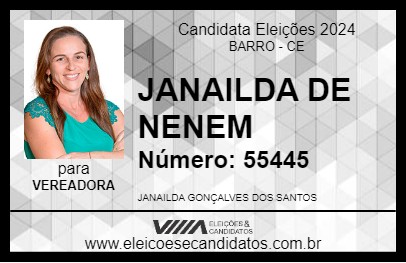 Candidato JANAILDA DE NENEM 2024 - BARRO - Eleições