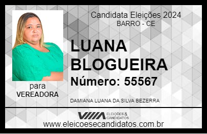 Candidato LUANA BLOGUEIRA 2024 - BARRO - Eleições