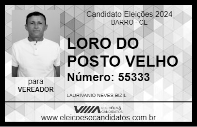 Candidato LORO DO POSTO VELHO 2024 - BARRO - Eleições