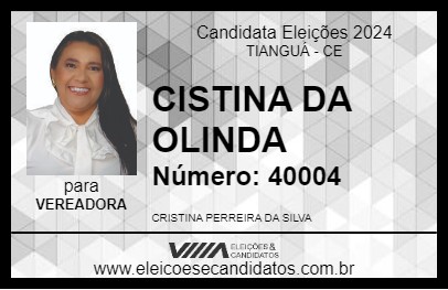 Candidato CRISTINA DA OLINDA 2024 - TIANGUÁ - Eleições