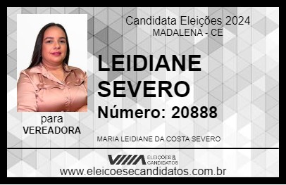 Candidato LEIDIANE SEVERO 2024 - MADALENA - Eleições