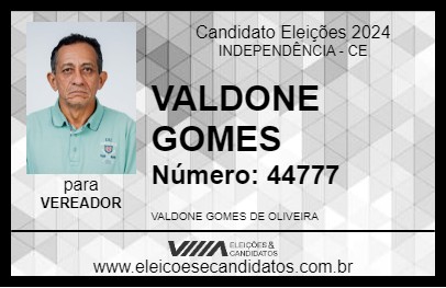 Candidato VALDONE GOMES 2024 - INDEPENDÊNCIA - Eleições