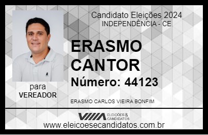 Candidato ERASMO CANTOR 2024 - INDEPENDÊNCIA - Eleições